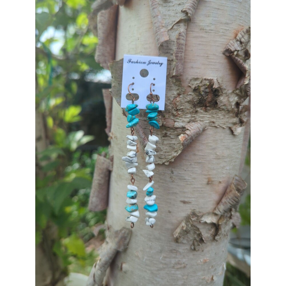 Extra Long Chipped Bead Earrings